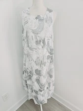 Lands Downunder Linen Sleeveless Lagenlook Relaxed Oversize Italy Gray Dress S