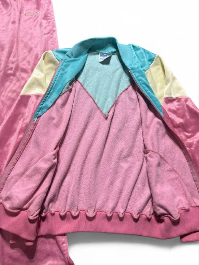 Rare Vintage 70's-80's Adidas Womens Pastel Pink Teal Tracksuit Set Small - Image 4 of 4