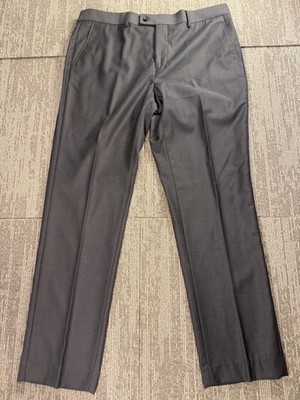 Alberto Cardinali Dress Pants Mens 38x32 Gray Slim Fit Flat Front Straight