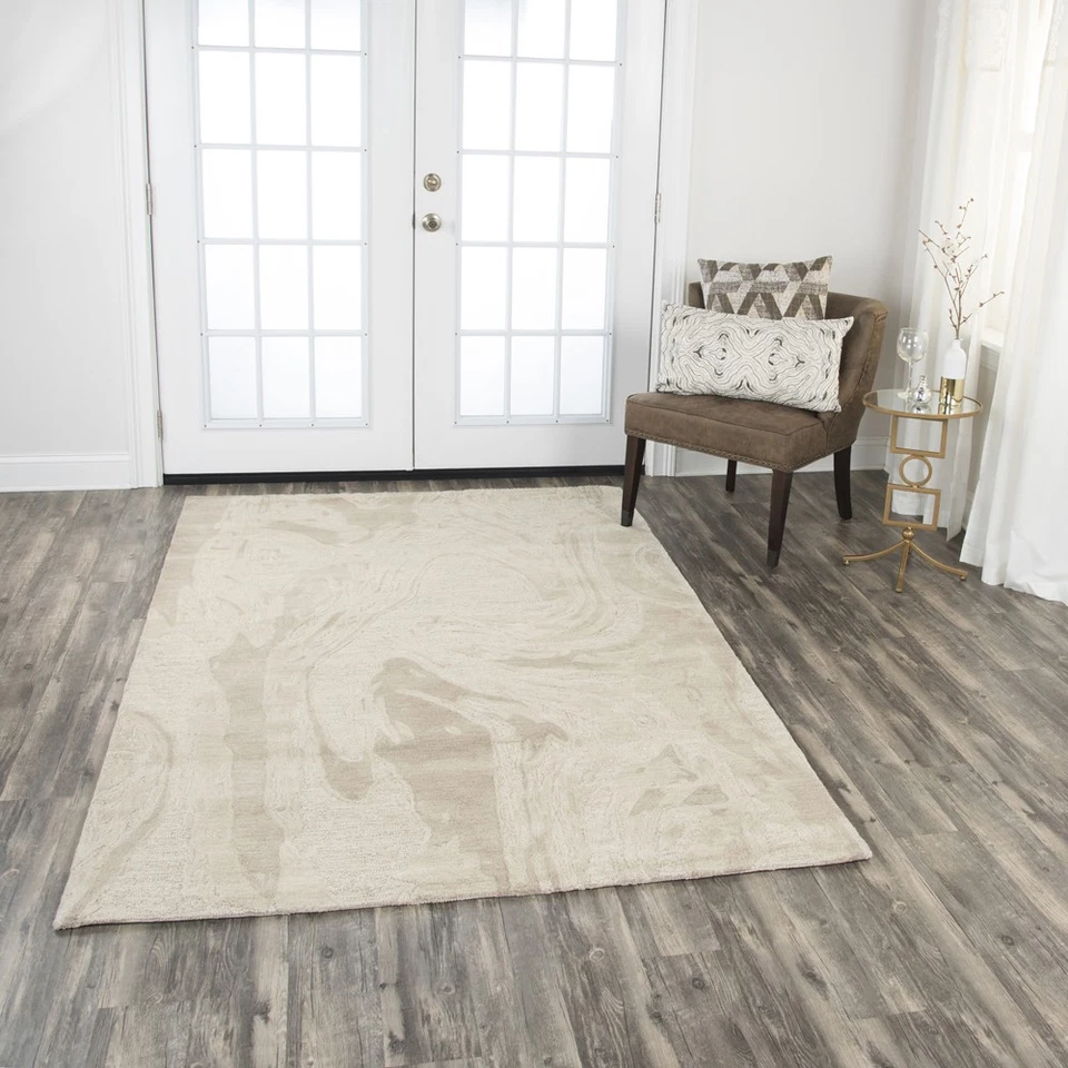 Небольшой ковер 8x10 Rizzy бежевый выцветший расплавленный волнистый абстрактный ковер FA174B — апрель 8 футов x 10 футов - Изображение 3 из 3