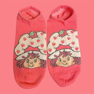 Calcetines Fresa Shortcake Rosa Gráfico Baya Lindo Novedad Para Mujer Talla 8 10