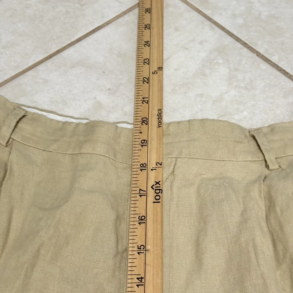 Ralph Lauren Purple Label Linen Shorts Mens Medium Made in Italy Pleated Khaki - Image 3 of 4