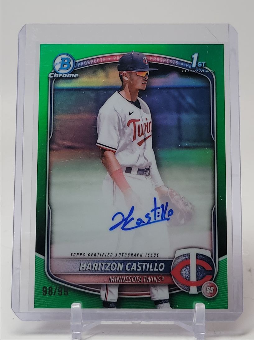 HARITZON CASTILLO 2025 BOWMAN CHROME 1ST GREEN REFRACTOR TWINS AUTO /99 Q5451