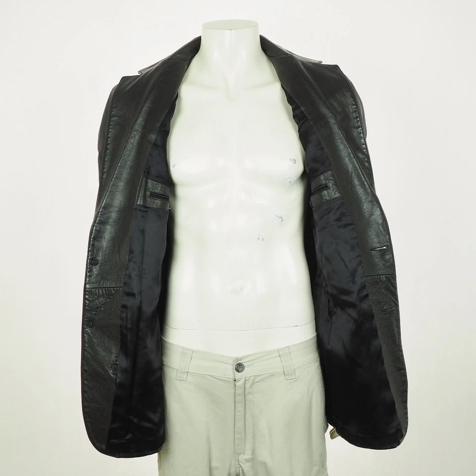 Chaqueta Blazer de Cuero Scully para Hombres 42L Negra Larga Occidental De Colección Abrigo Deportivo de 2 Botones Foto 3 de 4