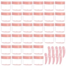 Refillable Cosmetic Sample Jars 20g Travel Container Lid Pink Spatula 100 PCS