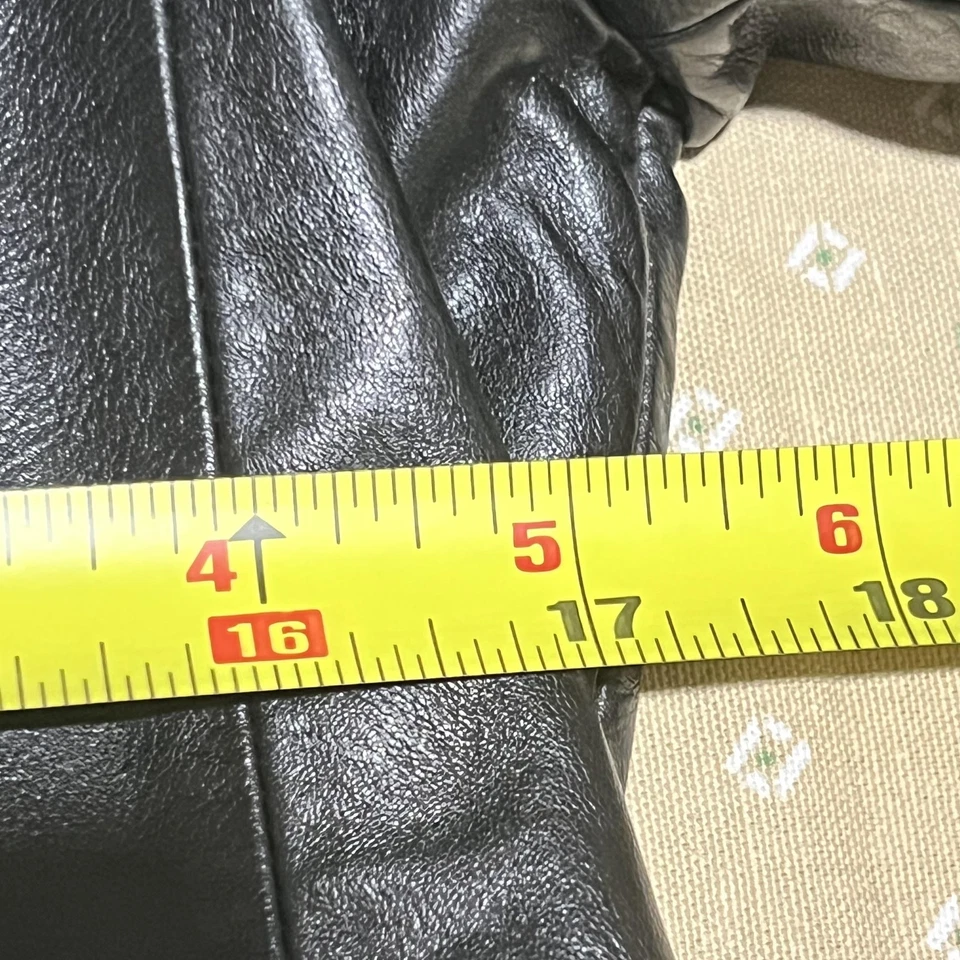 Chaqueta Blazer GAP Mujer 4 Negro Cuero Genuino Muesca Solapa Forrada Abrigo Y2K Foto 3 de 4