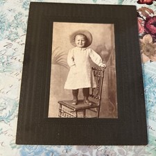 Vtg Small Cabinet Card Little Girl With Hat