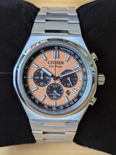 Citizen Zenshin Super Titanium Sapphire Chronograph Salmon Dial Watch CA4610-85Z