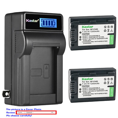 Kastar Battery AC Wall Charger for Sony NP-FH50 Sony HDR-SR82 HDR-SR87 HDR-SR90