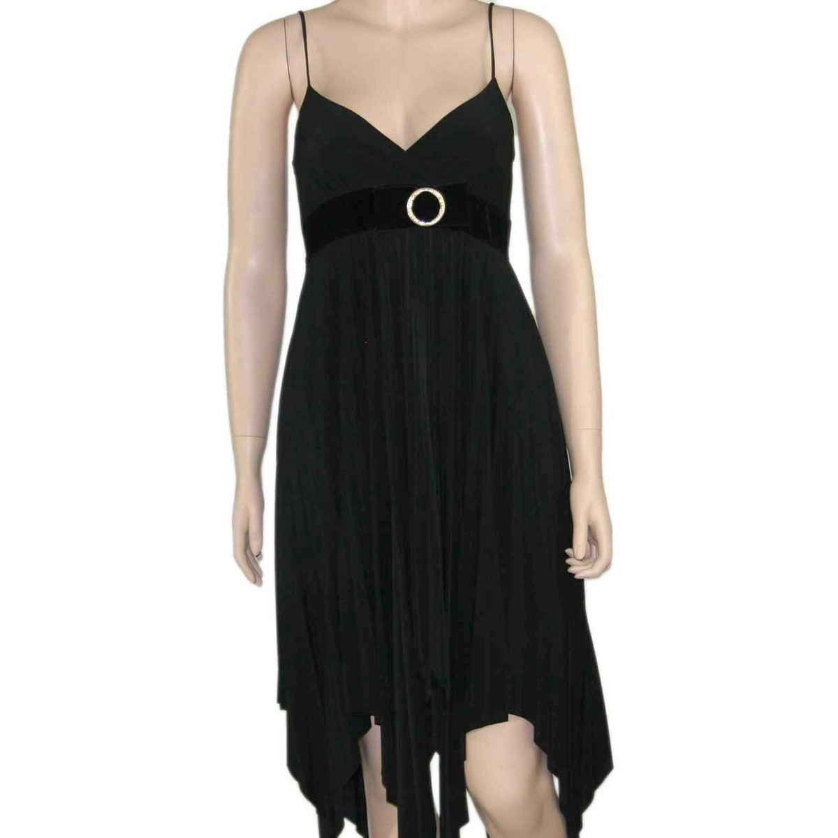 Via Monte Women's Asymmetric Hem Dress Sleeveless Black