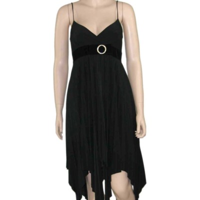 Via Monte Women's Asymmetric Hem Dress Sleeveless Black