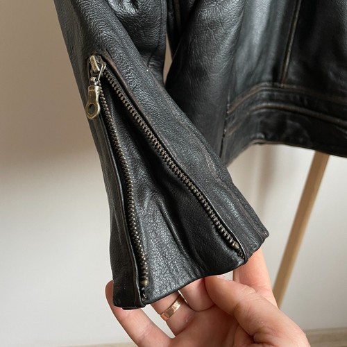 Kawasaki Vintage 90's Leather Biker Jacket Size L - Picture 13 of 21