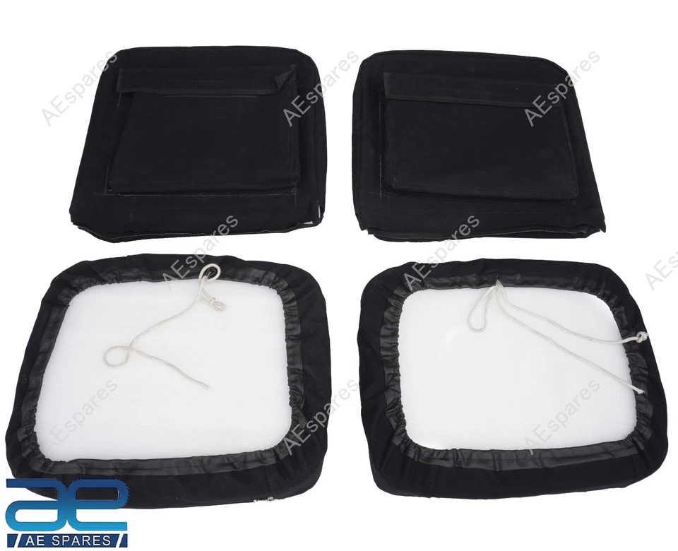 2 Seat Covers with Foam & Cargo Pockets For Jeeps Willys CJ2A CJ3A CJ3B M38 ECs - Image 3 of 4