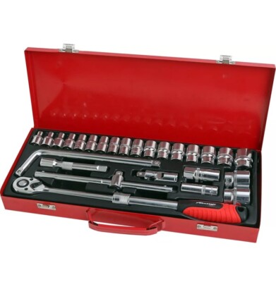 26-teilig 1/2 Zoll DR Steckschlüsselsatz, Metallgehäuse, ausziehbare Ratsche (Neilsen CT1339)