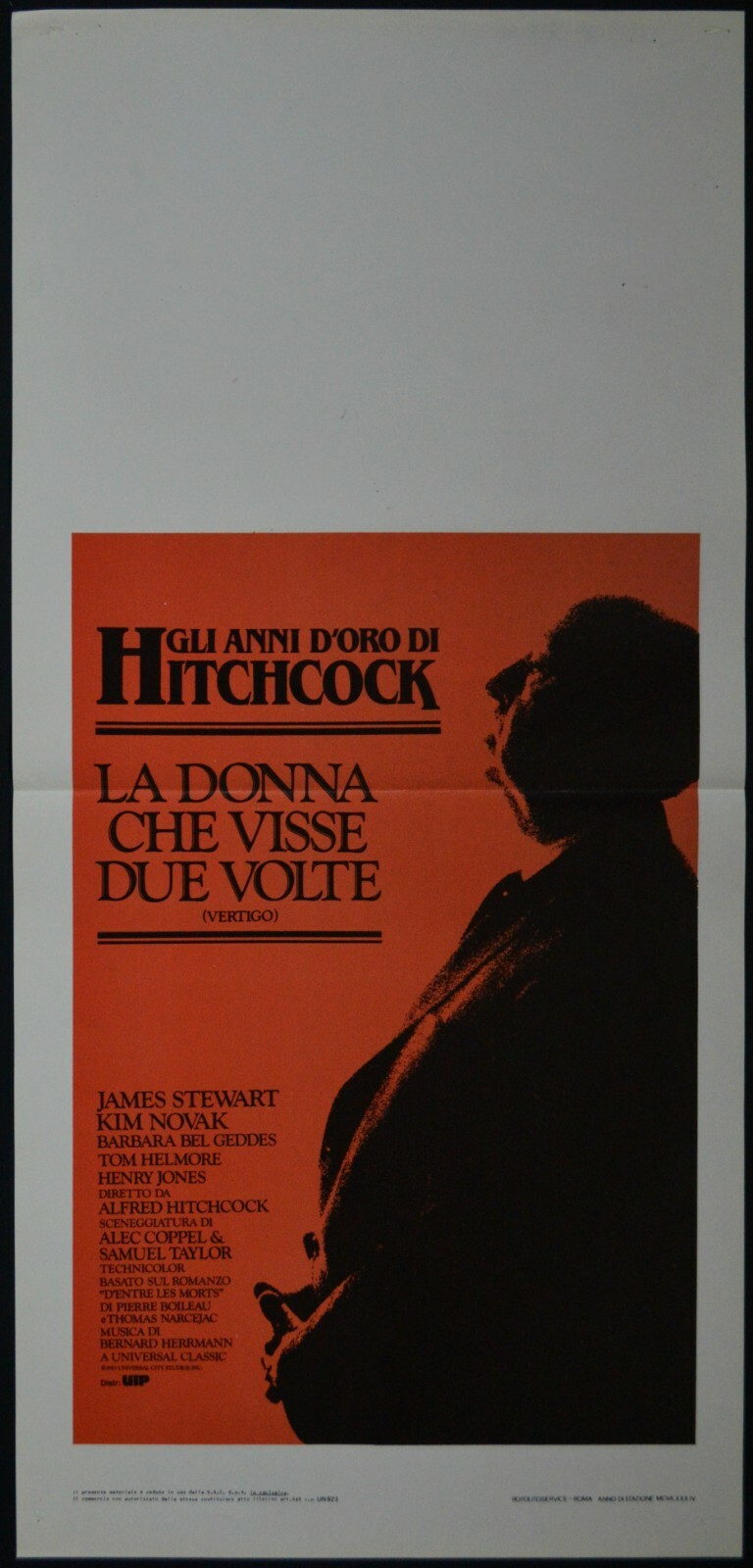 Locandina originale film La donna che visse due volte (1958) - Regia di Alfred Hitchcock