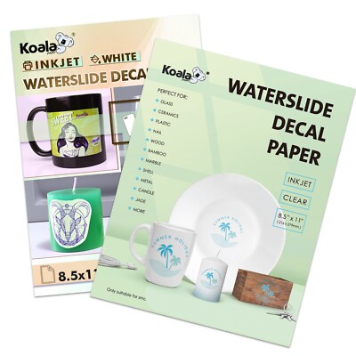 Koala Inkjet Waterslide Decal Paper CLEAR + WHITE 20 Sheets Mixed Christmas Gift