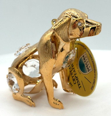 Swarovski Crystal Temptations 24K Plated Gold Dog Crystal Figurine Ornament NWT