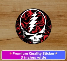 Grateful Dead 3 in Bumper Sticker Steal Your Face Roses Jerry Garcia FREE SHIPPI