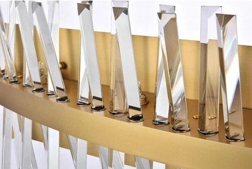 Satin Gold Bathroom Vanity Crystal Wall Sconce 8 Light Lighting Fixture 30" - Picture 6 of 7