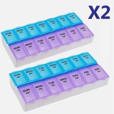 2 Pack Weekly Pill Box Organizer Twice a Day 7 day AMPM Organizer Case Medicine