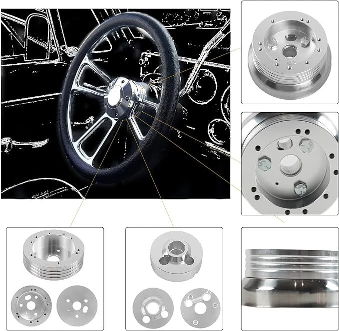 Adaptador pulido cubo volante 5 y 6 orificios Flaming River, Ididit, GM, Chevy Foto 2 de 4