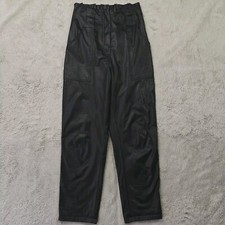 PrettyLittleThing Faux Leather Pants Women's 4 US Black High Waist Straight Leg