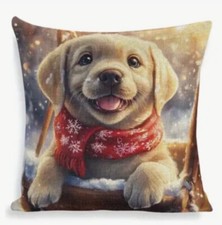 Golden Retriever Puppy Double Sided Christmas Throw Pillow Cover Home Decor