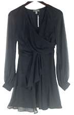 NEW Asos 6 Medium Faux Wrap Mini Dress Black V-Neck Party Cocktail Wedding  cc