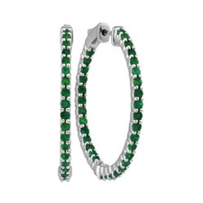 2 Cttw-DIA EMERALD HOOPS