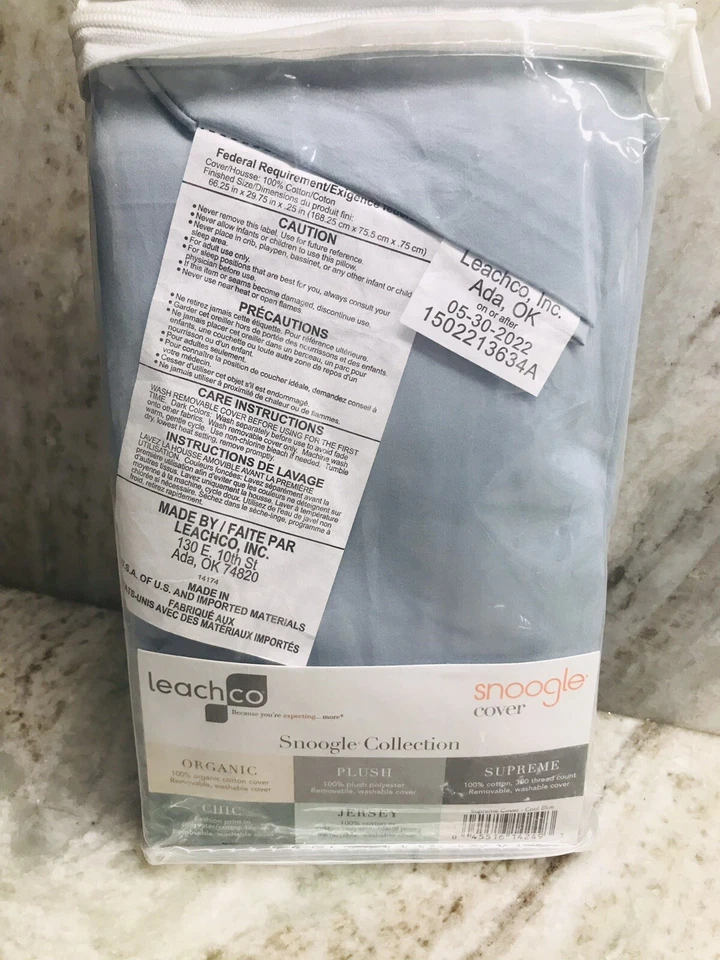 Nueva Funda LEACHCO Snoogle - Supreme - Azul Fresco Orgánico/Eliminación/Felpa Foto 4 de 4