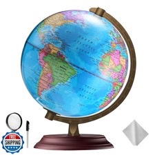 TTKTK Illuminated World Globe for Kids and Adults All Ages with Wooden Stand