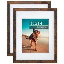 2 Pack 11x14 Picture Frame, Brown Poster Frame, Photo Display Wall Mounting Set
