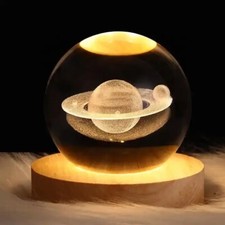 3D Solar System Crystal Ball Night Light, LED Base,Home Decor, Astronomy lovers