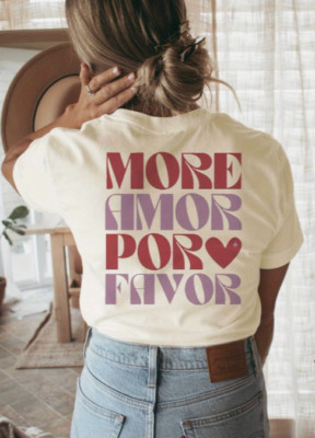 Damen-T-Shirt mit Grafik ''More Amor Por Favor'' - Lässiges Rundhals-T-Shirt