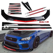 Front Bumper Lip Splitter Spoiler Side Skirt Bod Kit For Subaru WRX STI  L