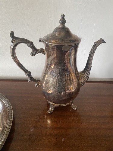Vintage F B Rogers Silver-Plate 5 Pc Coffee Tea Service Set Tray Cream Sugar Pot - Picture 12 of 19