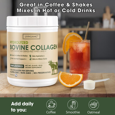 Hydrolyzed Protein Multi Collagen Peptides Powder Hair Vitamins for Women 15.9oz