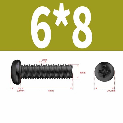 Cross Round Head Screw Phillips Pan Head Bolt Nickel Plated / Black M1 M1.2-M8 - Picture 93 of 103