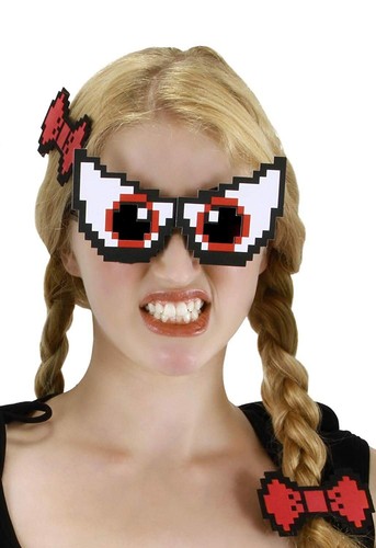 Unisex Halloween Video Game Pixel 8-Eyes Interchangeable 4 Eye Costume Glasses - Picture 4 of 12