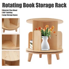 Pine Wood ROTATING BOOKSHELF 1-layer Rotating Bookcase 360 Rotating Display Rack