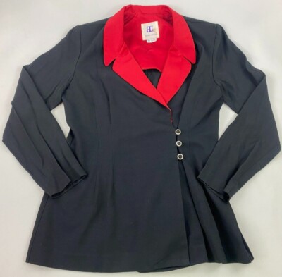 BAHARI GROUP women jacket blazer 19233 black red polyester sz 10 USA made $129