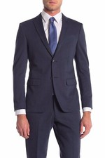 John Varvatos Star USA Bedford Two Button Suit Jacket - Blue Sharkskin - 46 R