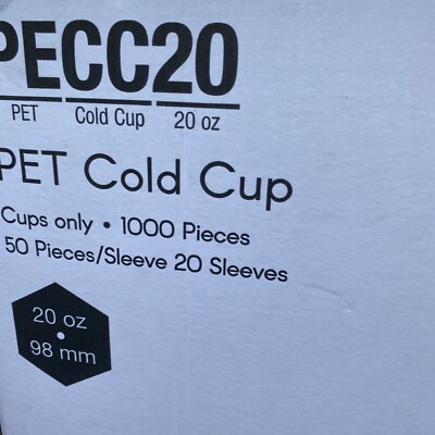 Ecopax 20oz PET Plastic Cold Cups (98mm) - 1,000 ct