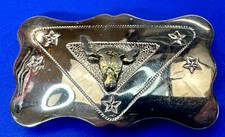 Texas Longhorn Head Missing Ear - with Stars Vintage Chambers Co. Belt Buckle