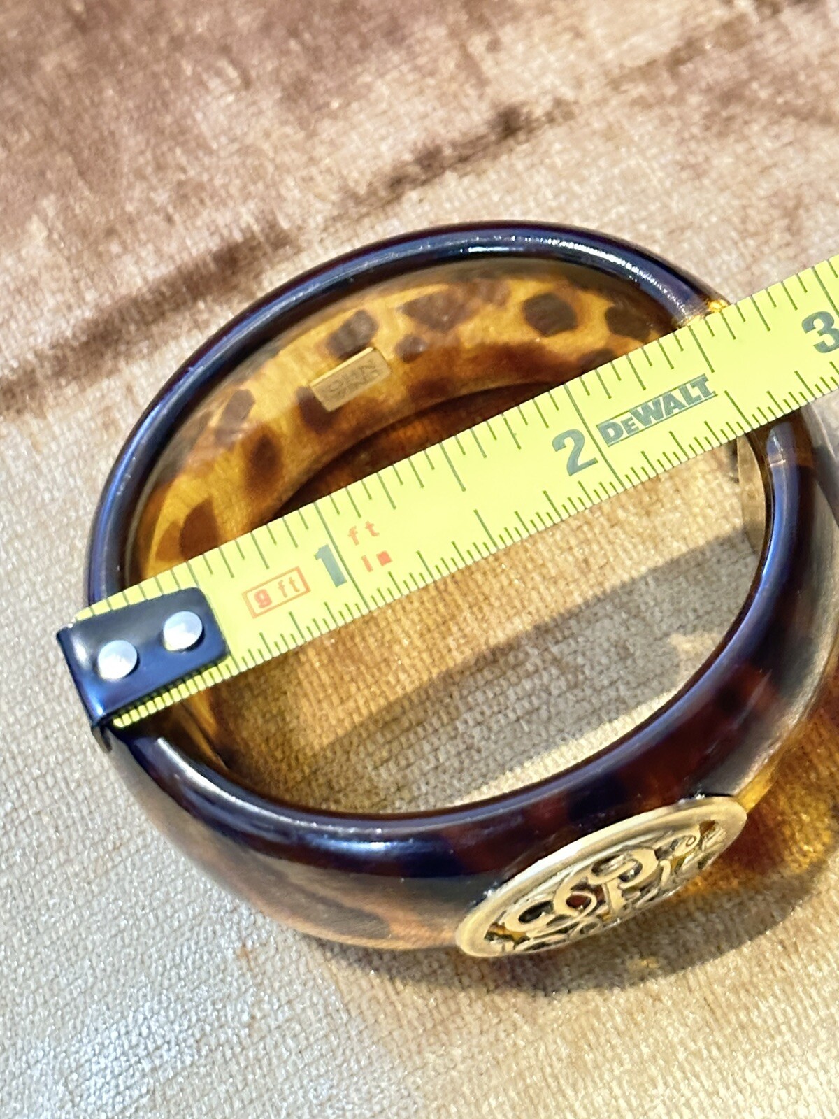 John Wind Tortoiseshell Hinged Bangle Bracelet wi… - image 6