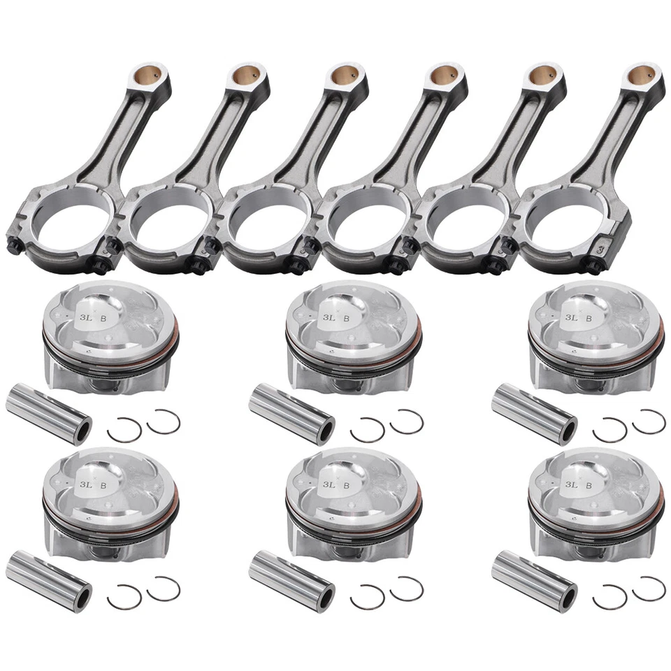 Paquete de 6 bielas + pistón con anillo para Hyundai Santa Fe XL Kia Cadenza 3,3 L Foto 2 de 4