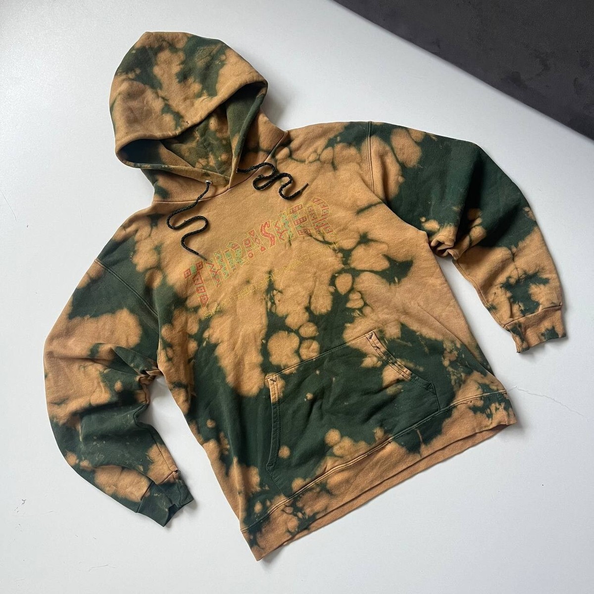 Thrasher Skateboard Magazine Hoodie Sweatshirt Tie Dye Orange Men