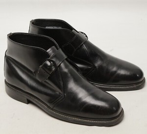 Hanover Monk Strap Ankle Boots Men\'s 10D Black Calfskin Leather Chukka Vibram Black Leather & Suede Monk Strap Ankle Boots | Men main image 4