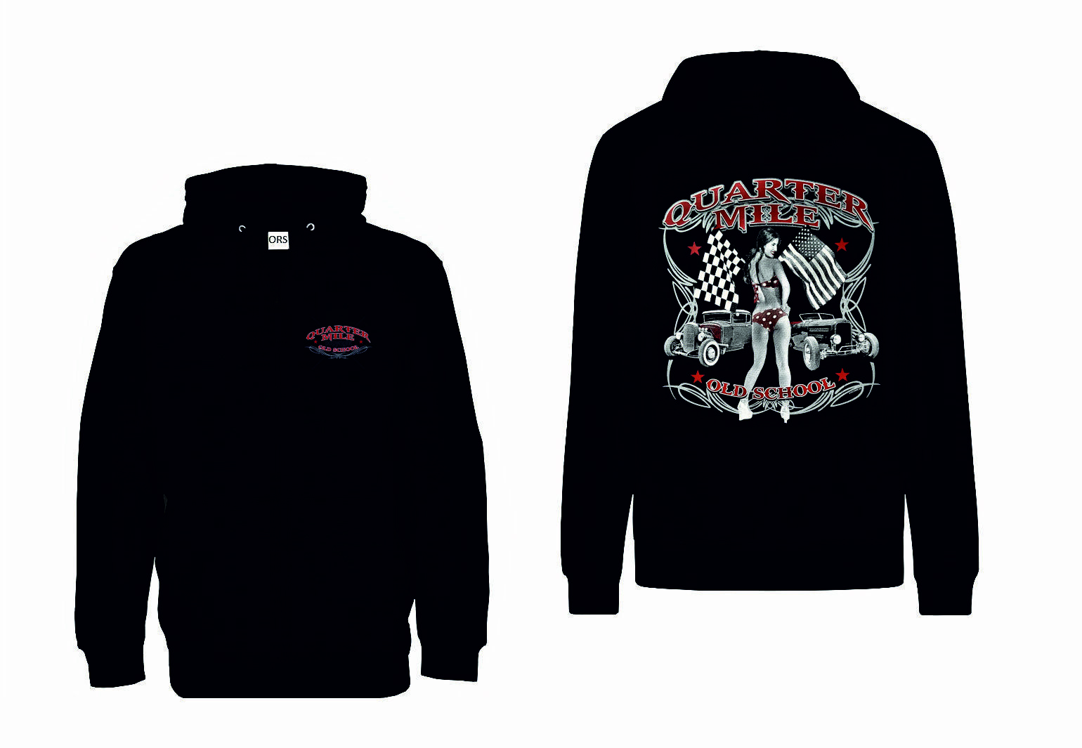 Black Sweatshirt Jacket Pin Up Girl Hot Rod V8 & Automotive Model Quarter Mile