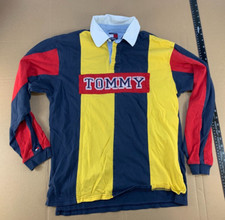 Vintage 90s Grunge Surf Skate Y2K Tommy Hilfiger Rugby Spellout Patch Shirt